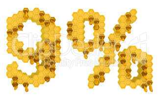 Honey font 9 numeral and percent mark isolated