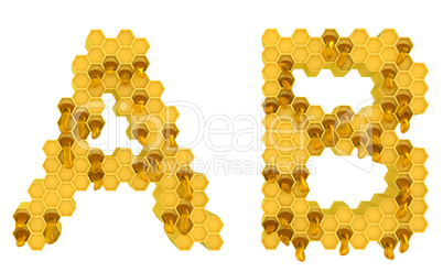 Honey font A and B letters isolated