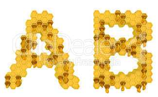 Honey font A and B letters isolated