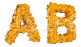 Honey font A and B letters isolated