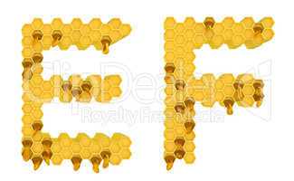Honey font E and F letters isolated