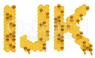 Honey font I J and K letters isolated