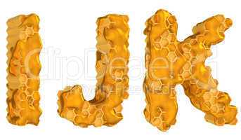 Honey font I J and K letters isolated