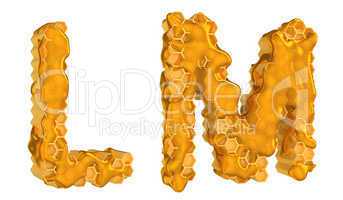 Honey font L and M letters isolated