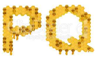 Honey font P and Q letters isolated