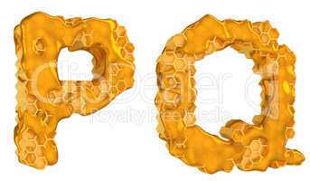 Honey font P and Q letters isolated
