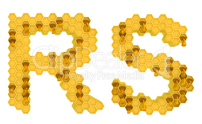 Honey font R and S letters isolated