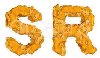 Honey font R and S letters isolated