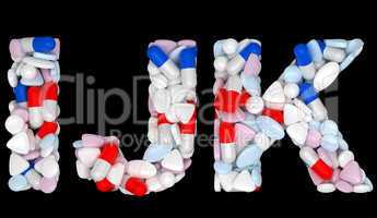 Medical font I J and K pills letters