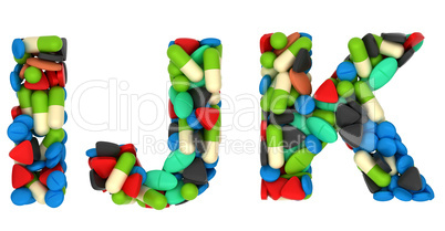 Medical font I J and K pills letters