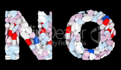 Medication font N and O pills letters