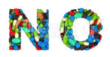 Medication font N and O pills letters