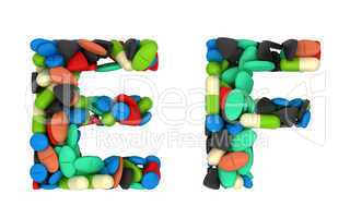Pharmaceutical font C and D pills letters