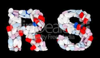 Pharmacy font R and S pills letters