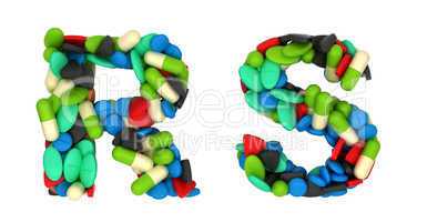 Pharmacy font R and S pills letters