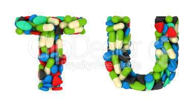 Pharmacy font T and U pills letters