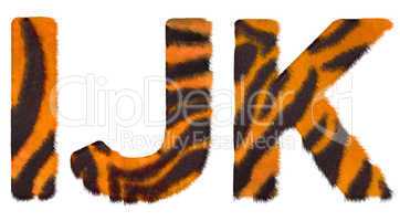 Tiger fell I J and K letters isolated