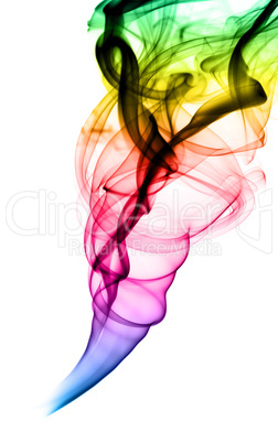 Abstract puff of colorful smoke on white