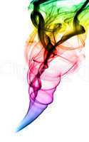 Abstract puff of colorful smoke on white