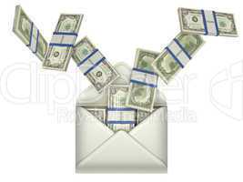 Earnings and money transfer - dollars in envelope