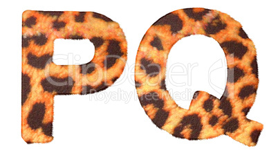 Leopard fur P and Q letters isolated
