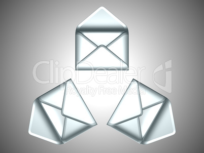 Mail - 3 opened silver envelopes