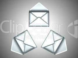Mail - 3 opened silver envelopes