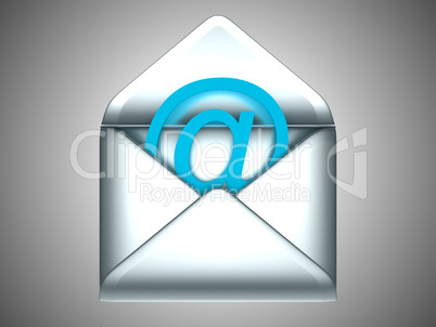 Check your Email - opened silver envelope with at symbol