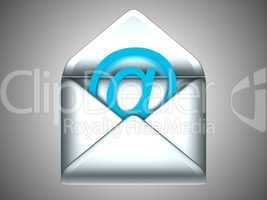 Check your Email - opened silver envelope with at symbol