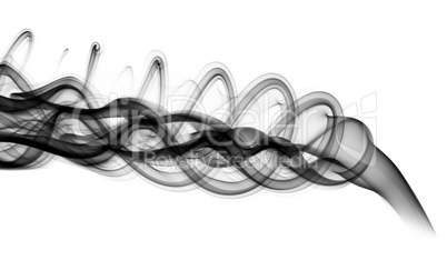 Puff of Abstract smoke swirls on white