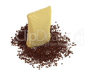 Top view of Sacking Package on coffee beans