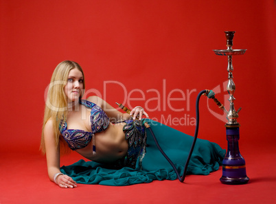beauty young woman with hookah
