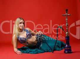 beauty young woman with hookah