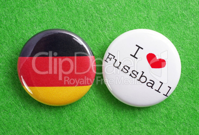 2 buttons: i love fussball & deutschland