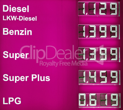 Benzinpreise Tankstelle pink