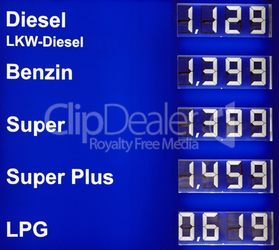 Benzinpreise Tankstelle - dunkelblau
