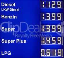 Benzinpreise Tankstelle - dunkelblau