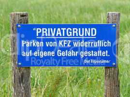 Privatgrund - Schild