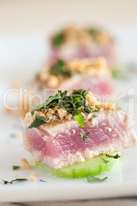 Delicious appetizer with tuna