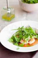 Salad with shrimps and salmon