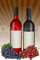 wine bottles with grapes