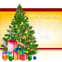 merry christmas card with xmas tree