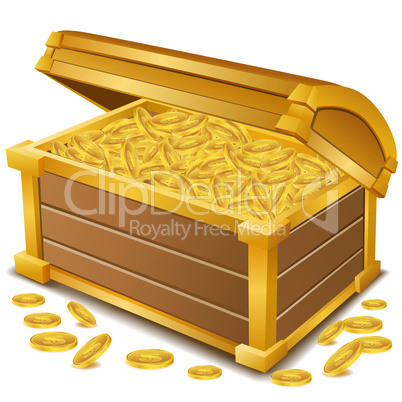 treasure  chest with coins