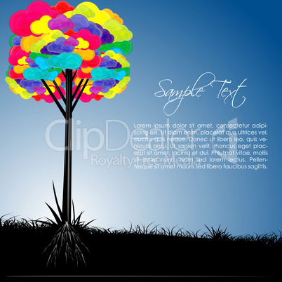 colorful tree with sample text