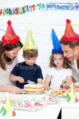 Lovely family celebrating a birthday together