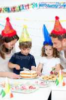Lovely family celebrating a birthday together