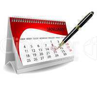 calender with pen