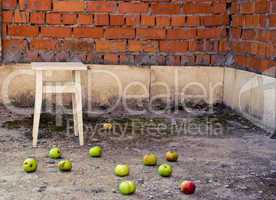 apples scattered on the floor