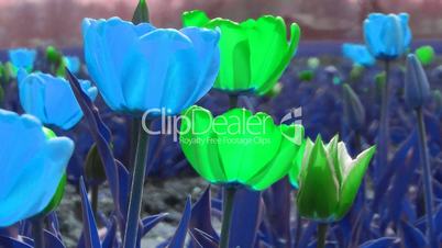 Flower Power - blue green