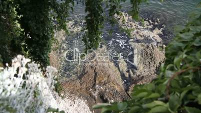 Waves crashing on the rocks